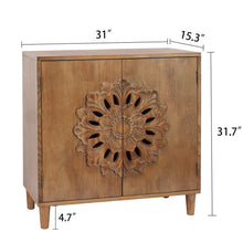 Load image into Gallery viewer, 2 Door Accent Storage Cabinet With Floral Design, Sideboard For Living Room - Dark Brown
