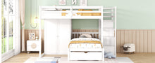 Load image into Gallery viewer, Full Over Twin Bunk Bed with Wardrobe, Drawers, White
