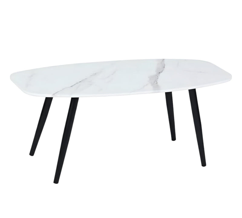 43" Faux Marble And Steel Coffee Table - White And Black