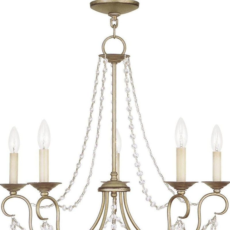 23" Five Light Dimmable Chandelier With Shades - Silver