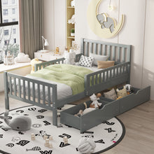 Load image into Gallery viewer, Platform Bed With Guardrails On Both Sides And 2 Storage Drawers
