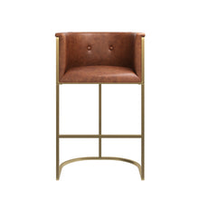 Load image into Gallery viewer, 31" Fabric Low Back Bar Height Bar Chair - Brown / Gold
