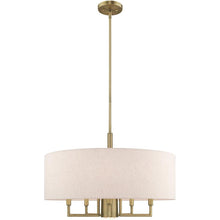 Load image into Gallery viewer, 25" Six Light Dimmable Chandelier With Shades - Antiqued Brass
