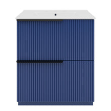 Load image into Gallery viewer, Fluted Bathroom Vanity With Ceramic Sink, Freestanding Cabinet
