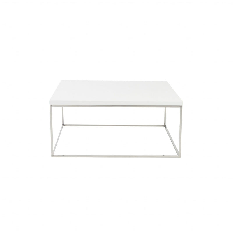 Metal Square Coffee Table - White And Silver