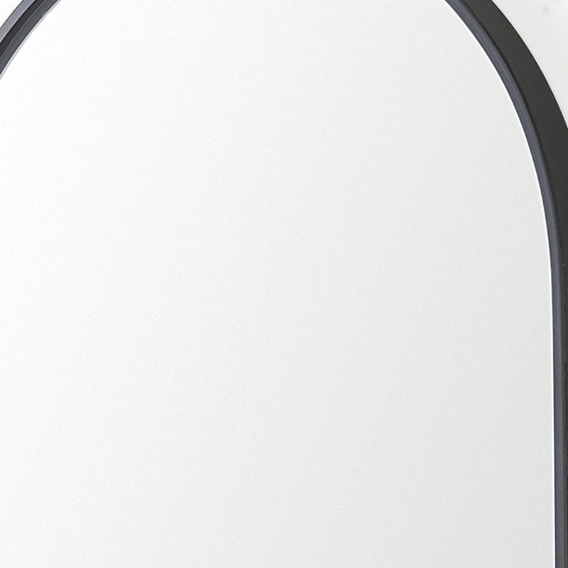 40" Metal Arch Framed Accent Mirror With Shelf - Black