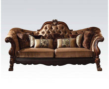 Load image into Gallery viewer, Velvet Chesterfield Loveseat And Toss Pillows - Dark Brown / Brown
