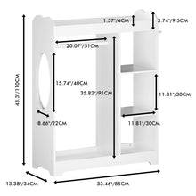 Load image into Gallery viewer, Dress Up Storage With Mirror And Hooks, Clothes Rack With Hanging Rod, 3 Side Hooks, Open Shelves, Top Shelf Organizer - White
