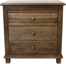 Load image into Gallery viewer, 28" Distressed Three Drawer Solid Wood Nightstand - Brown
