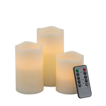 Load image into Gallery viewer, LED Candles With Remote Timer (Set of 3) - Ivory
