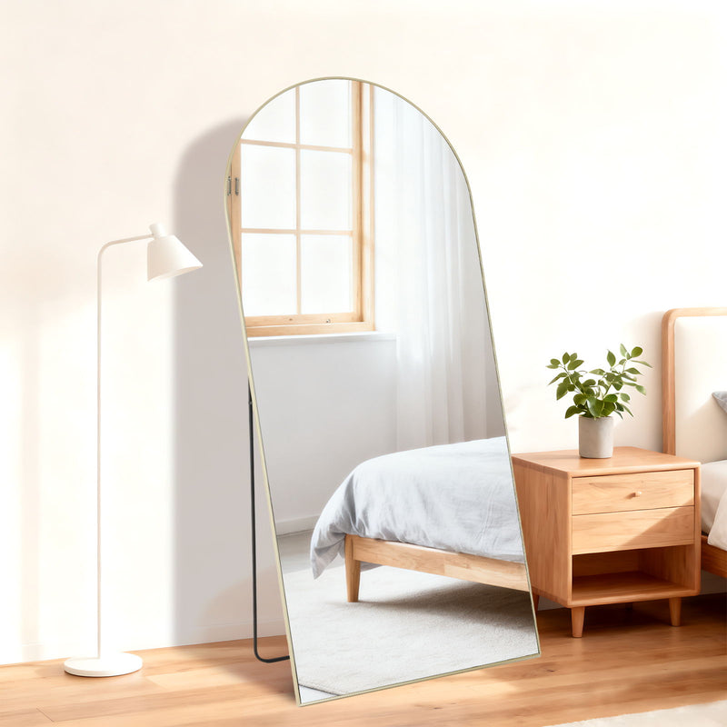 66" Aluminum Arch Framed Mirror - Gold