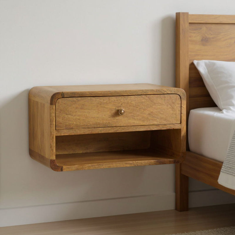 18" Wood One Drawer Floating Nightstand - Oak