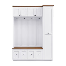 Load image into Gallery viewer, Entryway Hall Tree With Storage Bench, Coat Rack Shoe Bench With Cabinets
