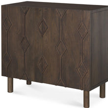 Load image into Gallery viewer, 36" Solid Wood Carved Geometric Accent Cabinet With Two Doors - Dark Brown
