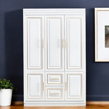 Load image into Gallery viewer, 74" Five Door Two Drawer Combo Dresser - White And Gold
