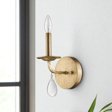 Load image into Gallery viewer, Light Wall Sconce With Crystal Accent - Gold
