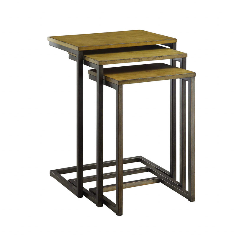 Solid Wood Rectangular End Table - Black And Brown