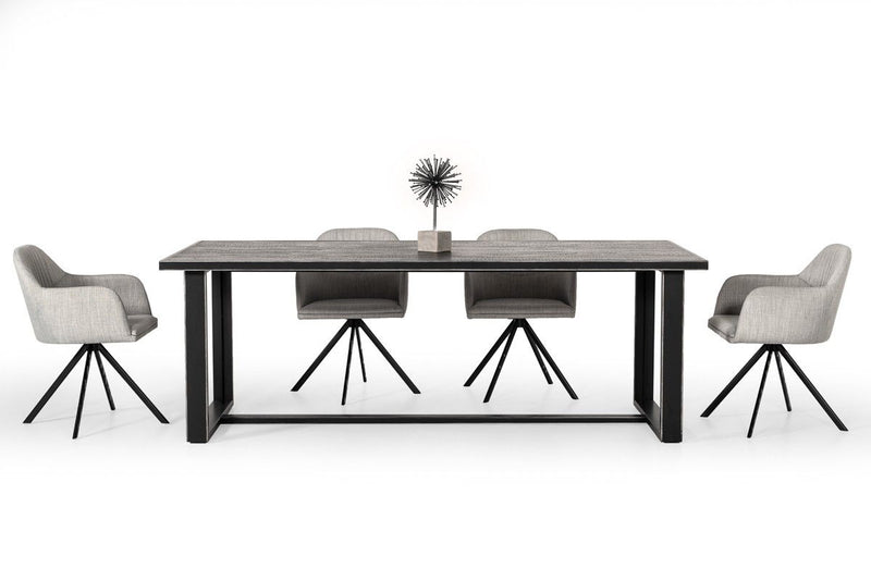 Solid Wood Metal Sled Base Dining Table - Black