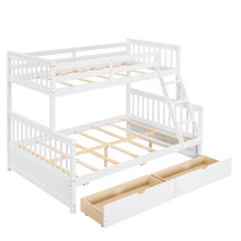 Load image into Gallery viewer, Twin-Over-Full Bunk Bed with Ladders and Two Storage Drawers (White){old sku:LT000165AAK}
