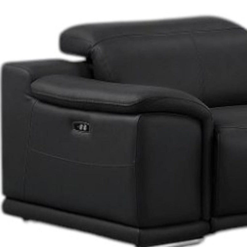 Leather Modular L-Shaped Eight Piece Corner Sectional With Console - Black