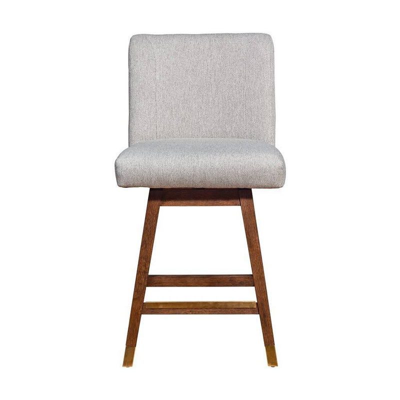 Solid Wood Swivel Counter Height Bar Chair - Taupe And Brown