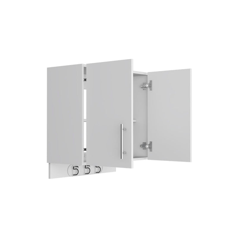 26" Wood Wall Mounted Utlity Cabinet With Two Doors - White