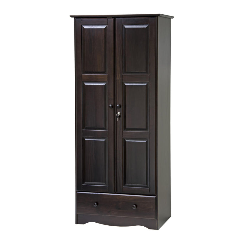 Solid Wood Two Door Single Drawer Combo Dresser (762940) - Dark Brown