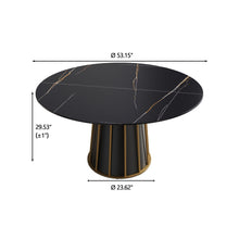 Load image into Gallery viewer, Modern Artificial Stone Round Metal Iron Base Dining Table, Can Accommodate 6 People (Not Including Chairs.) - Black
