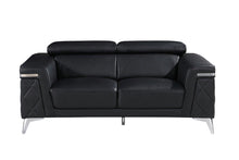 Load image into Gallery viewer, Metallic Leather Loveseat - Black / Silver

