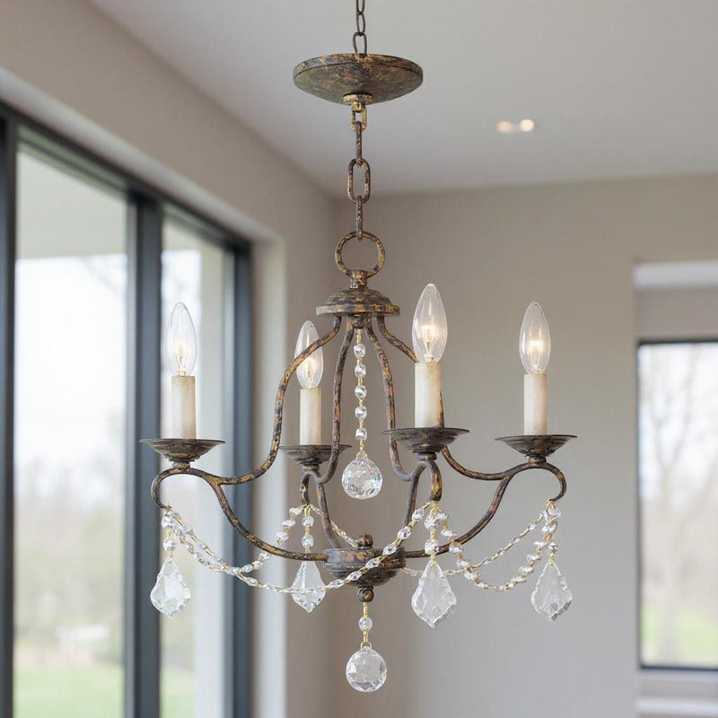 18" 4-Light Dimmable Chandelier With Shades - Bronze