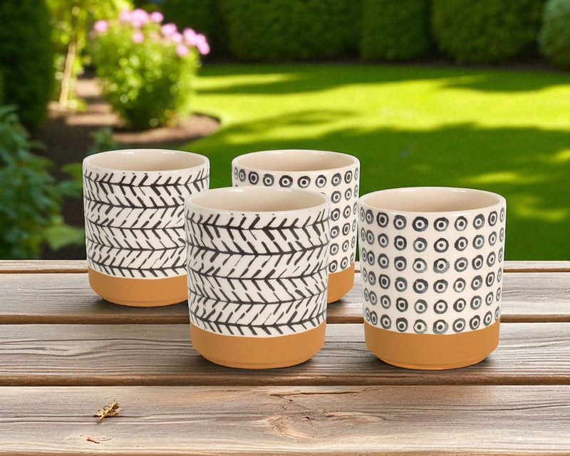 Dolomite Round Pot Planters (Set of 4) - Cream