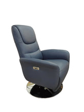 Load image into Gallery viewer, Tufted Genuine Leather Power Swivel Recliner (730554) - Navy Blue

