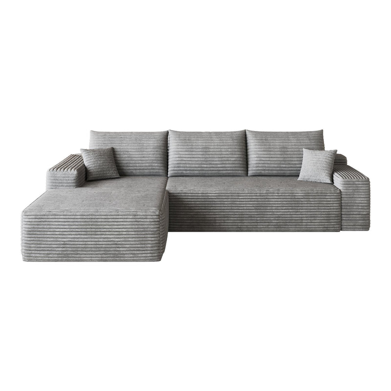 Corduroy Modular L Shaped Sofa And Chaise Sectional (762628) - Gray
