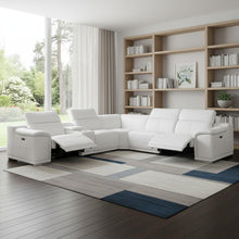 Load image into Gallery viewer, Italian Leather Power Reclining U Shaped Six Piece Corner Sectional With Console - White
