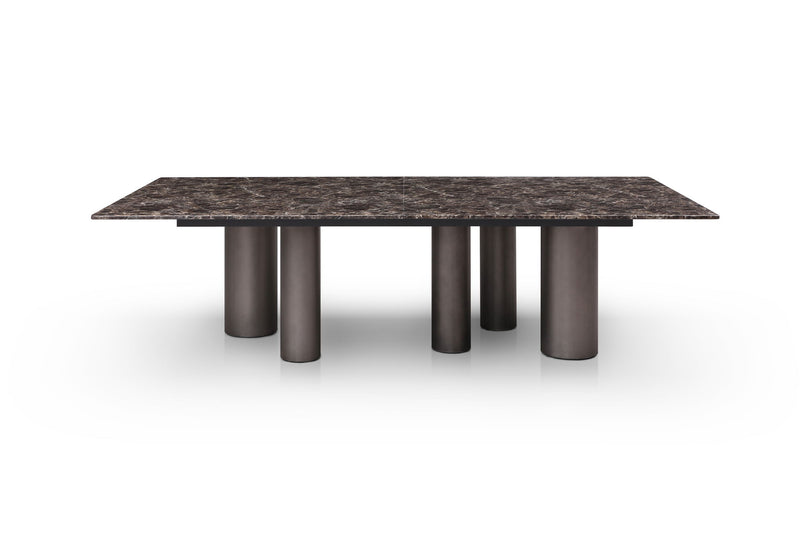 Marble Stainless Steel Dining Table - Brown / Black