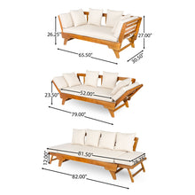 Load image into Gallery viewer, Outdoor Patio Daybed Sofa, 3 Seat Sofa With Foldable Arm 4 Back Pillows

