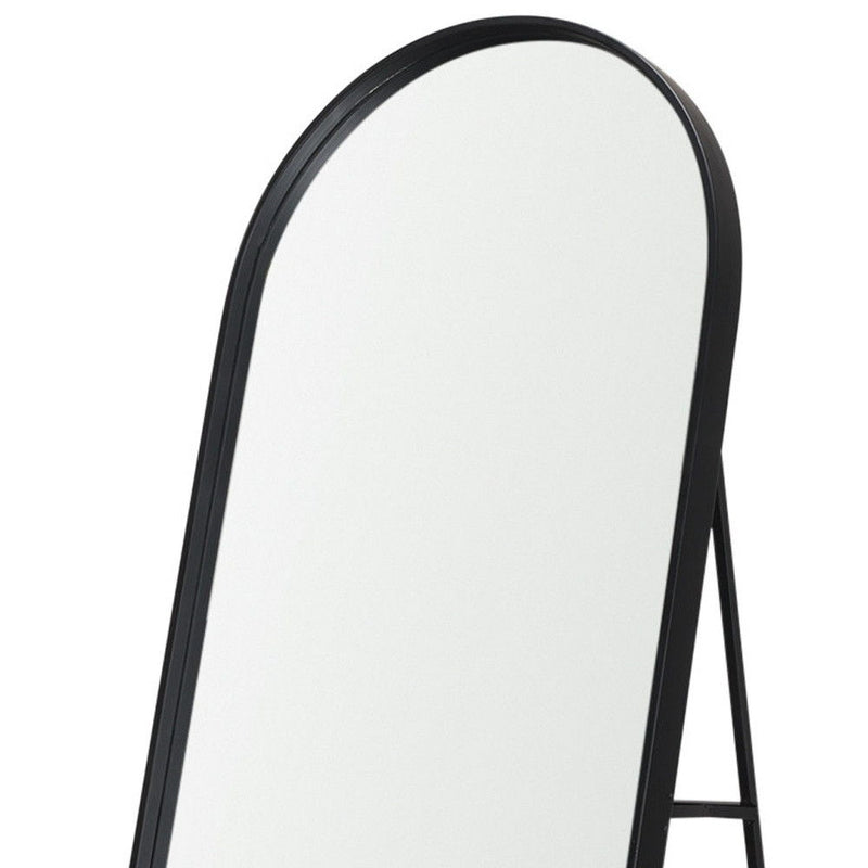 67" Metal Oval Freestanding Tilting Geometric Framed Standing Mirror - Black