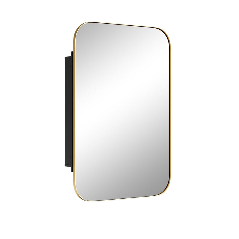Metal Framed Bathroom Vanity Mirror With Cabinet - Gold
