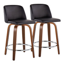 Load image into Gallery viewer, Toriano - Mid Century Modern Fixed Height Counter Stool With Swivel With Round Footrest (Set of 2)
