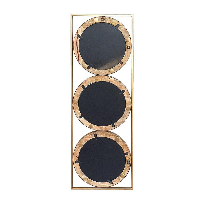 14" Aluminum And Geometric Framed Accent Mirror - Brown / Gold