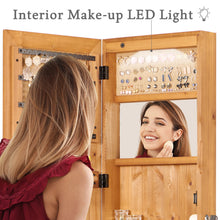 Load image into Gallery viewer, Jewelry Armoire Organizer With Full Length Mirror, Wall Mounted Lockable Cabinet With LED Light
