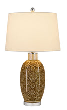 Load image into Gallery viewer, Metal Table Lamp With Off-White Empire Shade - Brown
