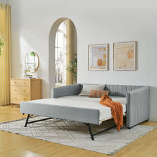 Load image into Gallery viewer, Upholstered Daybed With Trundle With Vertical Stripes
