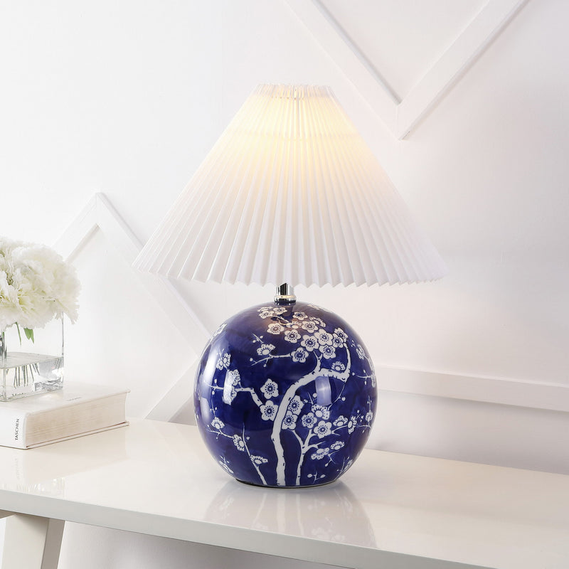 Globe Table Lamp With Cone Shade - Navy Blue