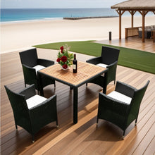 Load image into Gallery viewer, Outdoor Patio Wicker Dining Set With Acacia Wood Top
