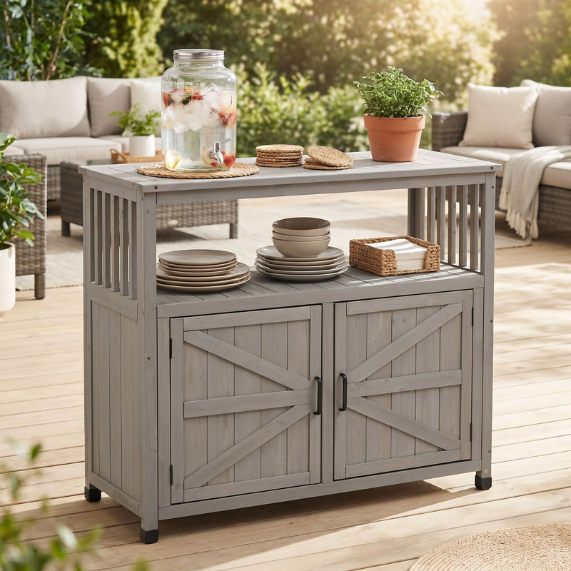 Patio Bar Table Set With Storage
