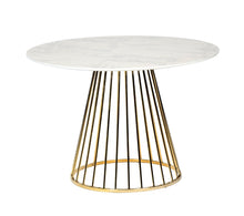 Load image into Gallery viewer, 43" Rounded Stainless Steel Pedestal Base Dining Table - Gold / White
