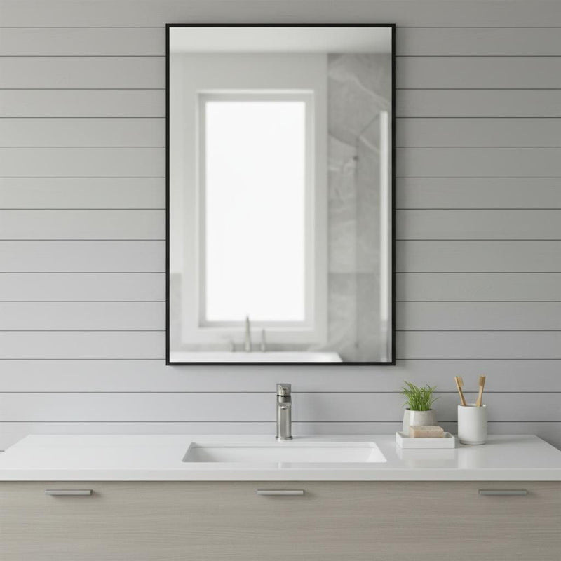 36" Metal Framed Bathroom Vanity Mirror - Black