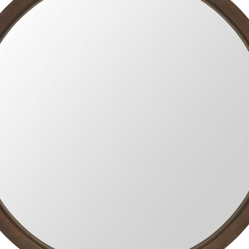 39" Glass Round Rope Hanging Accent Mirror - Espresso