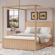 Load image into Gallery viewer, Canopy Platform Bed With Trundle And 3 Storage Drawers
